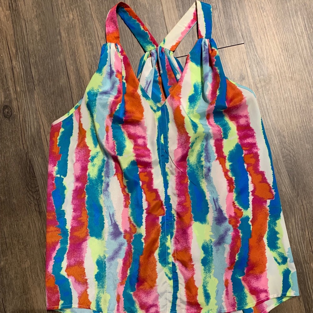 Colorful razor back tank